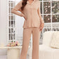 Button Up Long Sleeve Top and Pants Lounge Set