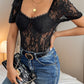 Perfee Lace Short Sleeve Bodysuit