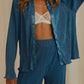 Collared Neck Long Sleeve Top and Pants Lounge Set