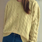 Cable-Knit Round Neck Long Sleeve Cardigan