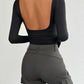 Devine Backless Round Neck Long Sleeve T-Shirt