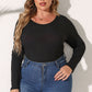 Plus Size Round Neck Long Sleeve Bodysuit