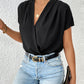 Perfee Surplice Short Sleeve Ruched Bodysuit