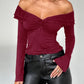 Devine Twisted Ruffled Off-Shoulder Long Sleeve T-Shirt