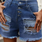 Distressed Raw Hem Denim Shorts