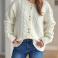 Cable-Knit Round Neck Long Sleeve Cardigan