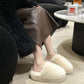 Fuzzy Round Toe Flat Slippers