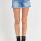 RISEN Full Size High Rise Distressed Raw Hem Denim Shorts