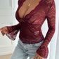 Devine Plunge Long Sleeve Lace Top