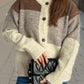 Color Block Round Neck Button Up Cardigan