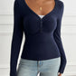 Devine Ruched V-Neck Long Sleeve T-Shirt