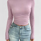 Devine Backless Round Neck Long Sleeve T-Shirt