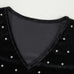 Pearl Detail V-Neck Long Sleeve Bodysuit