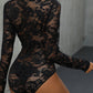 Perfee Lace Long Sleeve Bodysuit