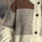 Color Block Round Neck Button Up Cardigan