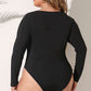 Plus Size Round Neck Long Sleeve Bodysuit