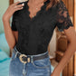 Perfee V-Neck Short Sleeve Lace Bodysuit