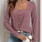 Perfee Square Neck Long Sleeve T-Shirt