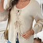 Perfee Tied Round Neck Long Sleeve Cardigan