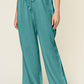 Double Take Full Size Texture Drawstring Wide Leg Pants