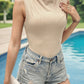 Perfee Mock Neck Sleeveless Bodysuit