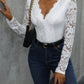 Perfee V-Neck Long Sleeve Lace Bodysuit