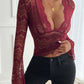 Devine Plunge Long Sleeve Lace Top