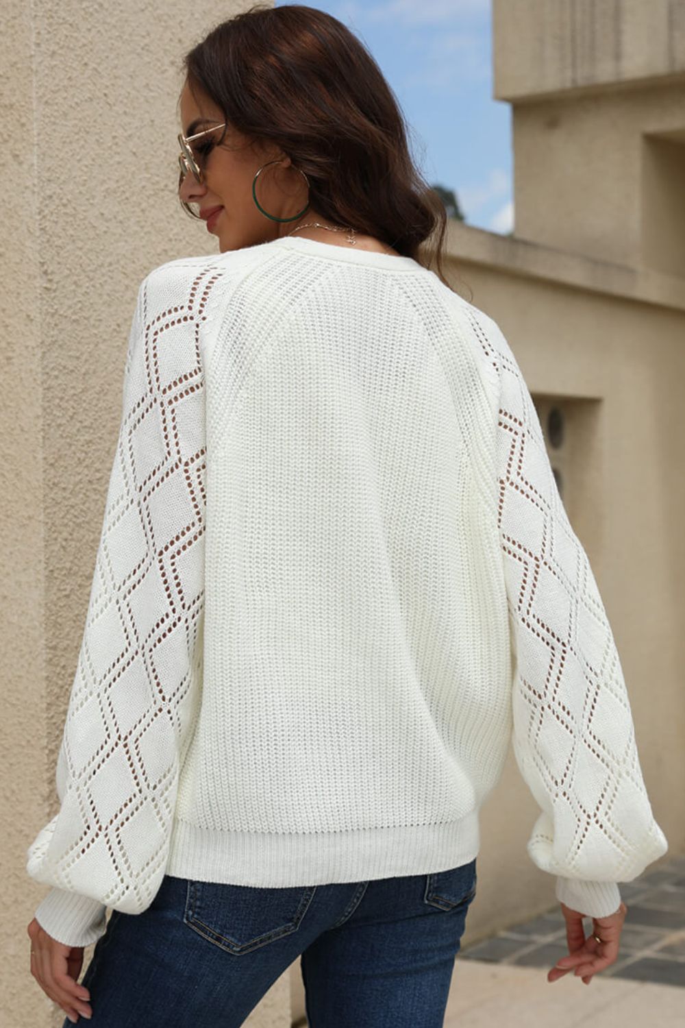 Openwork Raglan Sleeve Cardigan