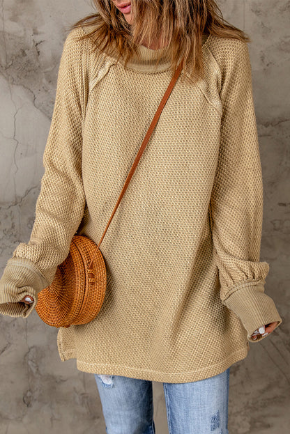 Exposed Seam Slit Tunic Sweater